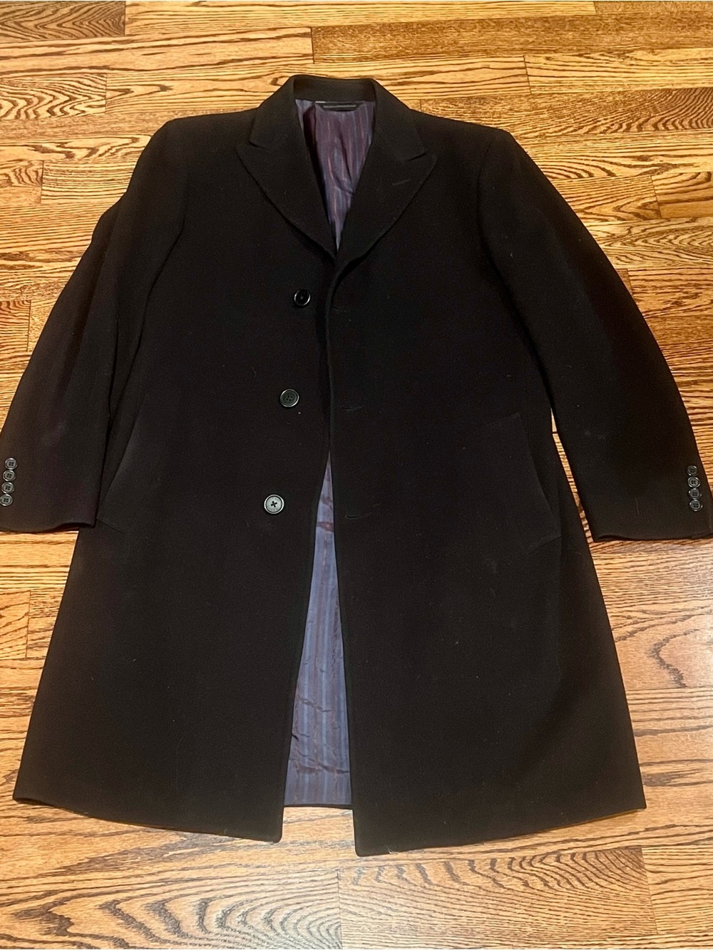Ted Baker London Black Single-Breasted Wool Trench Coat